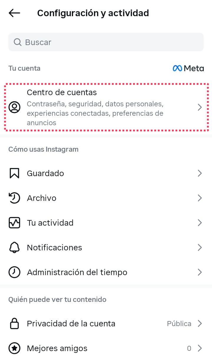 Configuración y actividad